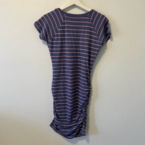 Anthropologie Sundry Striped V Neck Ruched Dress - Picture 5 of 11